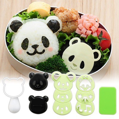 Bộ khuôn ép cơm Nhật bản Panda kèm tấm cắt chính hãng Arnest