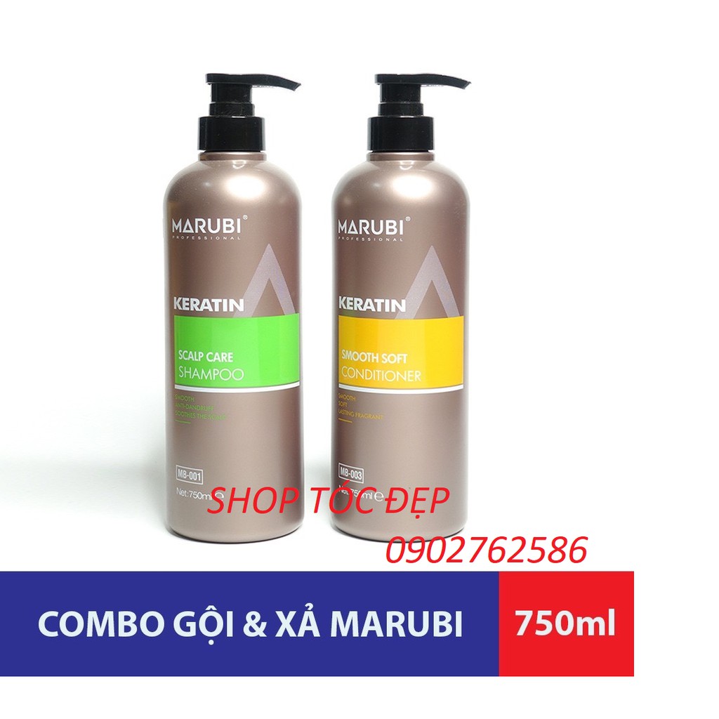 [sale lớn]Cặp Dầu Gội Xả Marubi keratin collagen siêu mượt 750ml dành cho mọi loại tóc siêu dưỡng