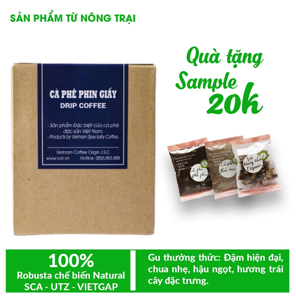 Cà Phê Phin Giấy CAVI nguyên chất 100% cà phê đặc sản VIệt Nam, hậu vị trái cây thơm ngon từ V'Ori Coffee