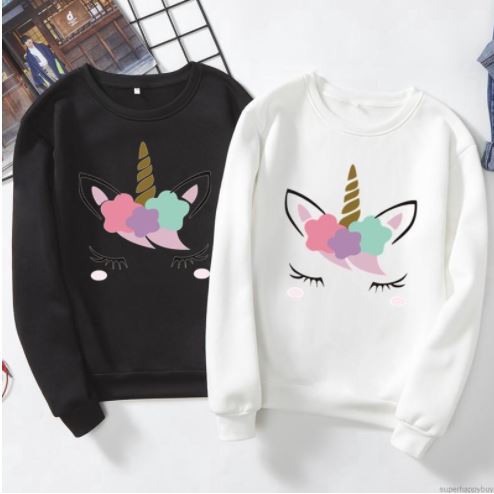 Áo hoodie không mũ dài tay unicorn kỳ lân cực cute (order)