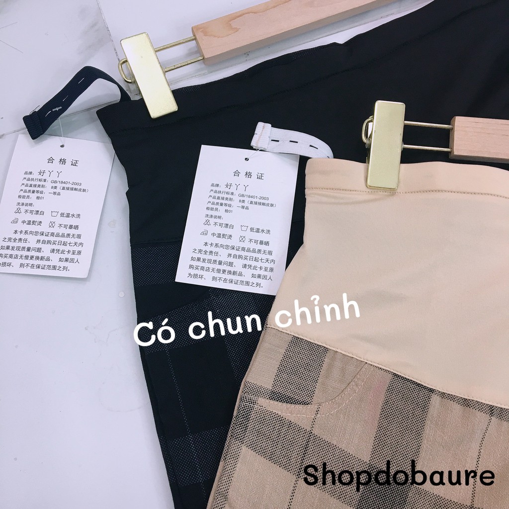 Quần sooc bầu kẻ, chất đũi xước mềm mát, có đỡ bụng - 𝐐𝐁𝐋𝟏𝟐