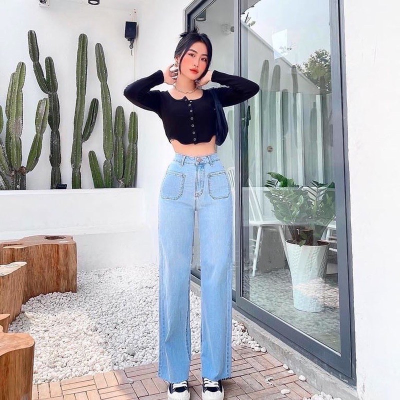 Quần culottes lai cắt túi trước dáng dài