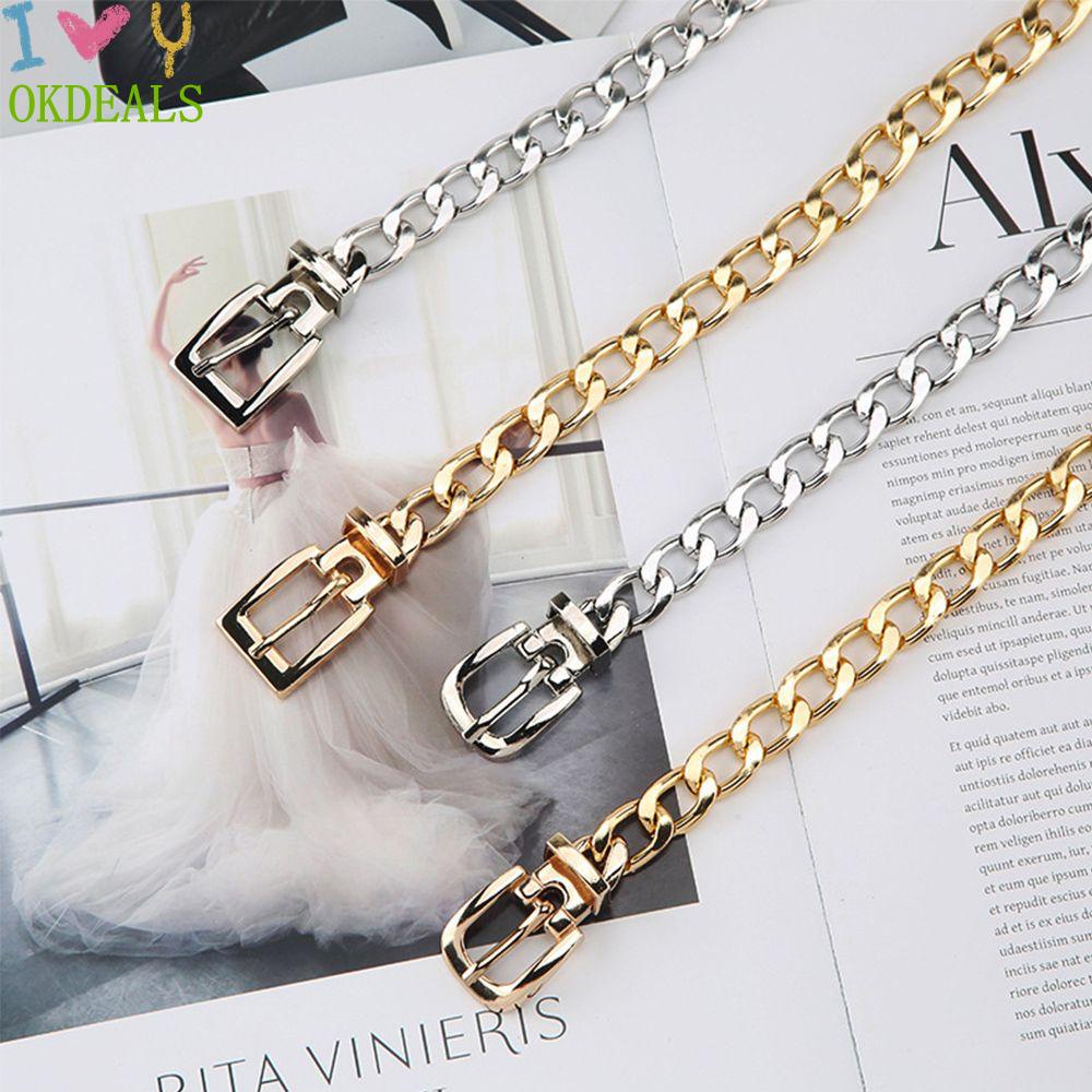 Thắt Lưng Dây Xích Khóa Vuông Và Tròn Thời Trang Cho Nam Và Nữ