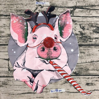 Sticker hình vải may con heo 04(ko keo) phụ kiện may mặc trang trí quần áo, handmade,DIY