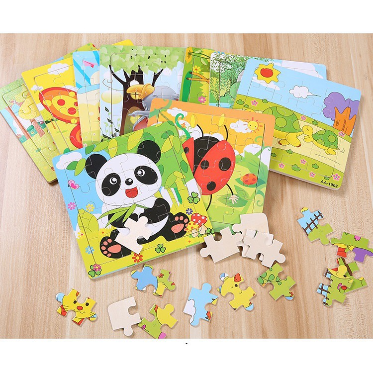 Đồ chơi tranh ghép hình 16 miếng gỗ puzzle, ghép hình, đồ chơi xếp hình