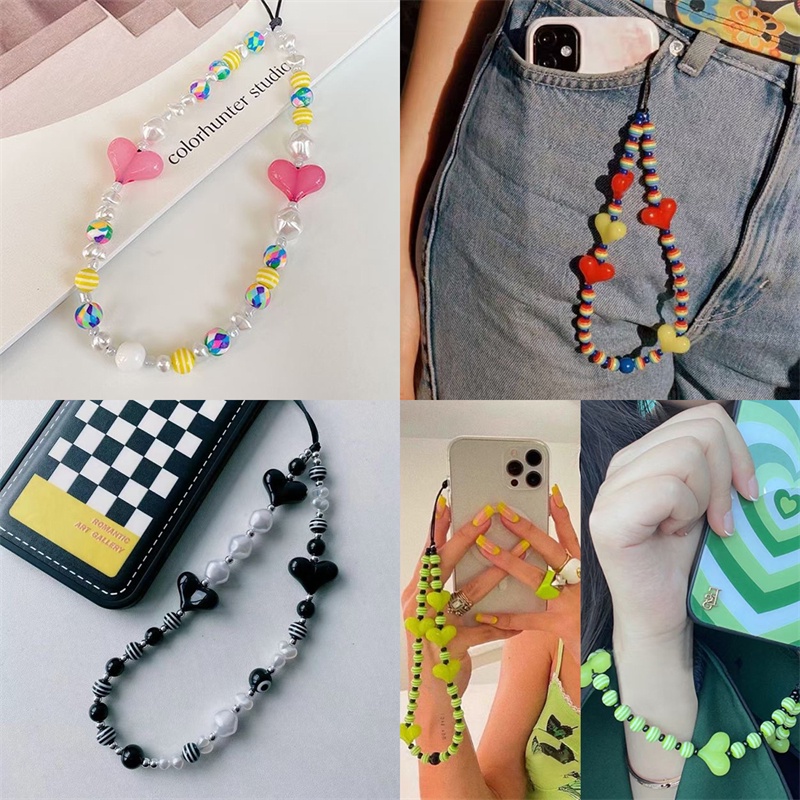 Bộ 20 hạt acrylic hình trái tim trong suốt nhiều màu dành cho làm trang sức DIY