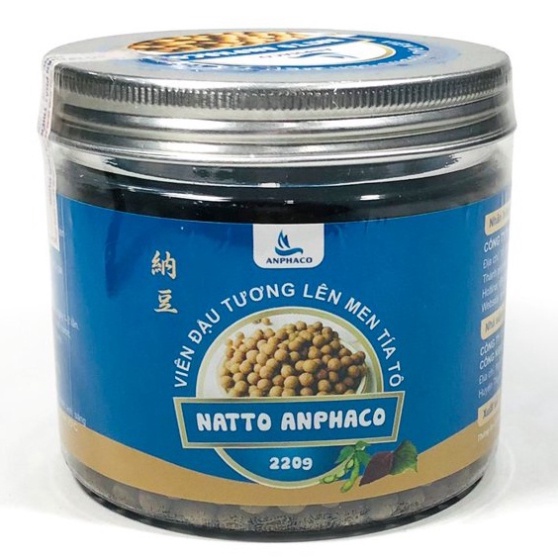 Natto Anphaco - Viên đậu tương lên men Tía tô, hủ 220gr