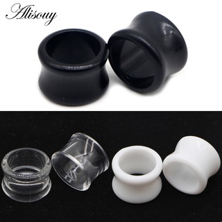 Alisouy 2 Chiếc Đen Trắng Acrylic Rỗng Punk Tai Đường Hầm Cắm Xuyên Đôi Hồng Bông Tai Đồng Hồ Đo 4mm-22mm Cho Unisex Trang Sức