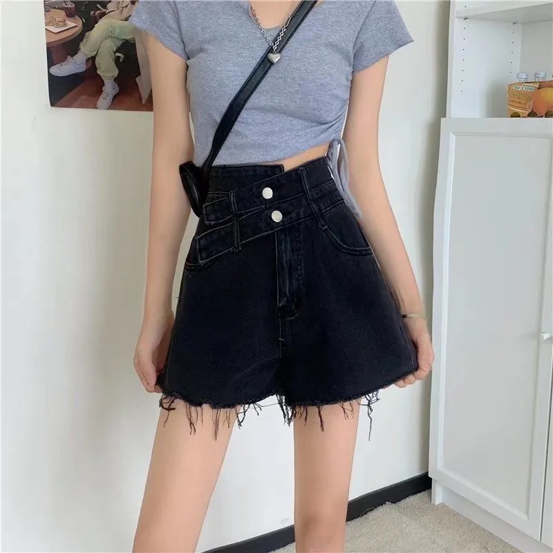 Quần Short Denim Cạp Cao Gợi Cảm Plus Size Cho Nữ