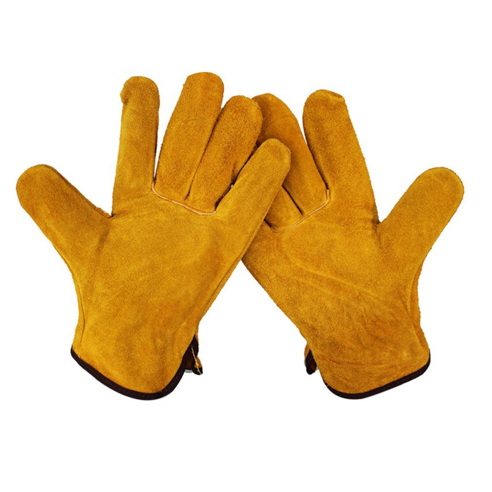 Cowhide leather gloves, fireproof, heatproof and durable, welder work safety welding metal hand tools 1 pair