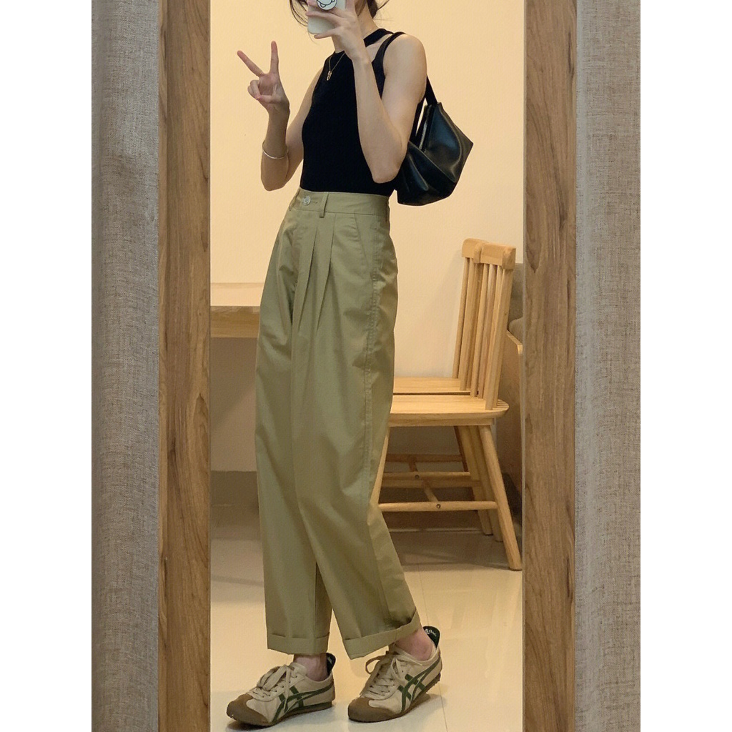 Quần Short Ống Rộng Lưng Cao Thời Trang Hàn Quốc Cho Nữ