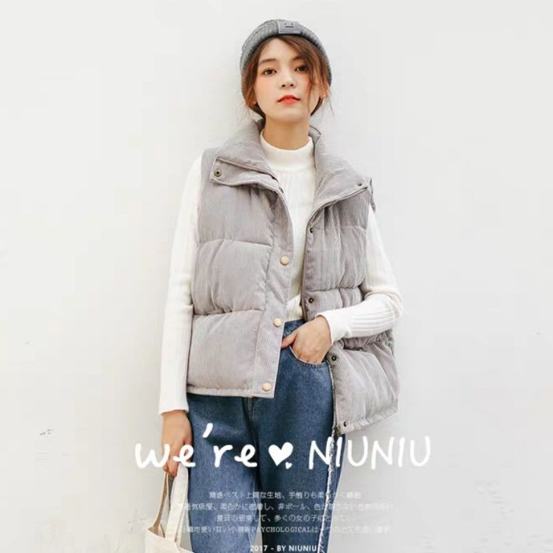 [Nhiều màu] Áo gile phao nhung cổ dựng xuất Hàn (có sẵn)