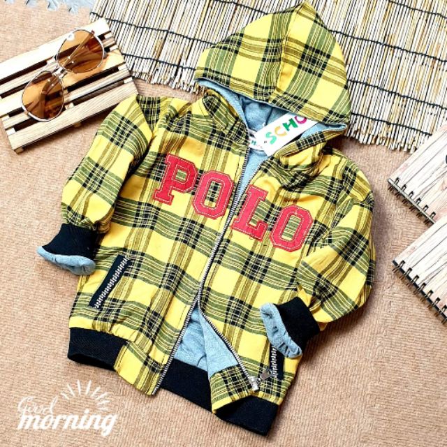 áo khoác hè cho bé trai da cá Cotton Caro Thêu Polo cao cấp size 10-38KG