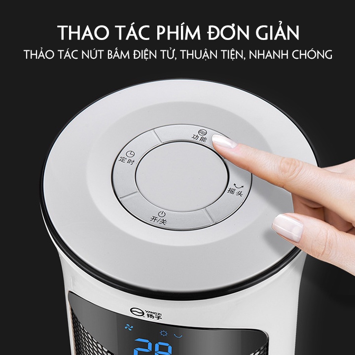 Máy sưởi gốm Yangi bảo vệ quá nhiệt màn led điều khiển từ xa hẹn giờ, Quạt sưởi ấm không khí