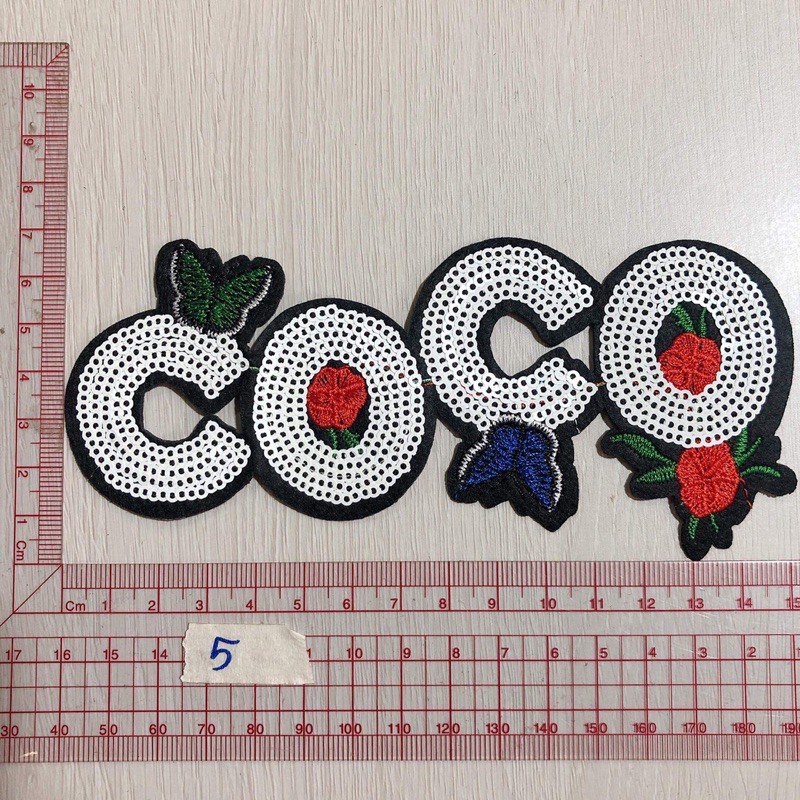 Sticker hình ủi chữ hoa kim sa phụ kiện may mặc trang trí quần áo, handmade,DIY