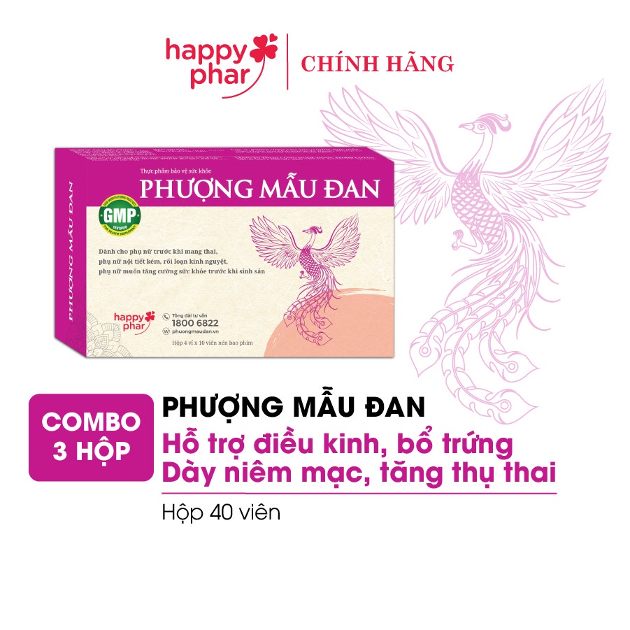 Combo 3 hộp phượng mẫu đan 40 viên bổ trứng, dày niêm mạc
