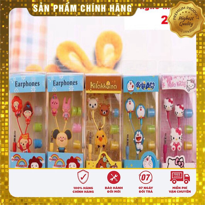 Tai nghe nhiều hình kute có 3 bộ núm silicon nhiều màu thay thế