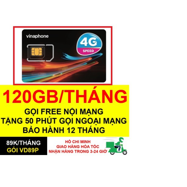 Sim 4G VINAPHONE VD89 PLUS 120GB/THÁNG (4GB/NGÀY) TỐC ĐỘ CAO