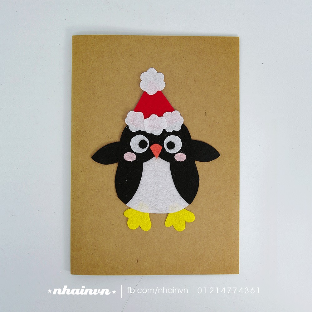 Thiệp noel chim cánh cụt handmade
