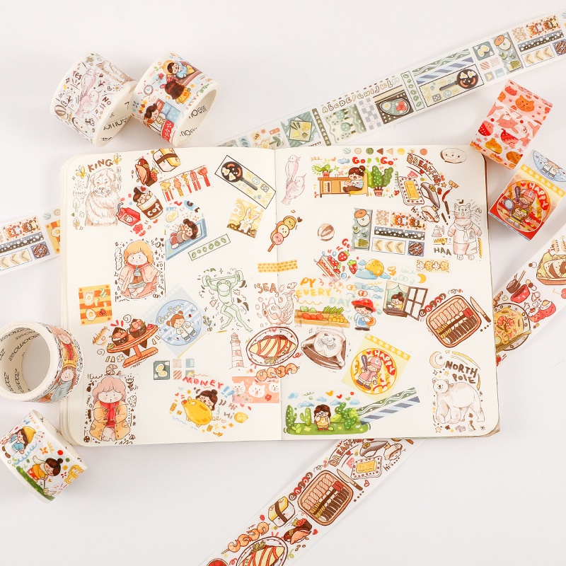 Băng keo Washi tape hoạt hình dễ thương - 3,5x35cm