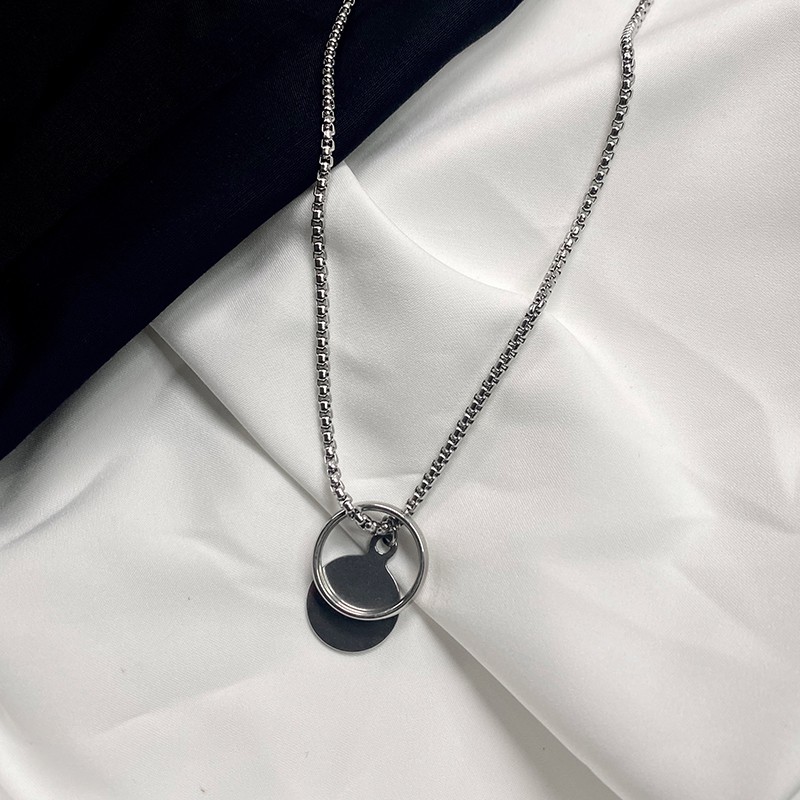 Dây Chuyền Thép Titan Phối Mặt Nhẫn Phong Cách Hip Hop