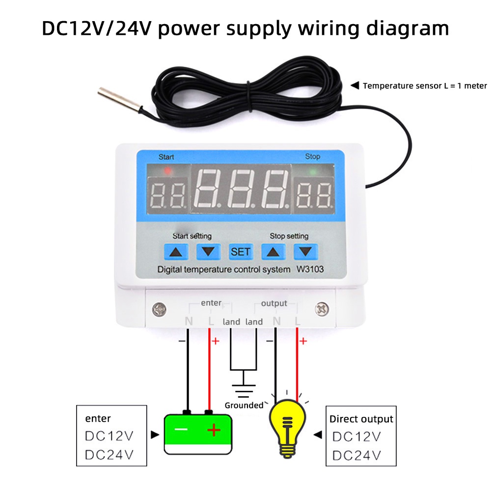 Bộ điều khiển nhiệt độ kỹ thuật số DIYMORE w3103 công suất cao 30a 12v / 24v / 220v