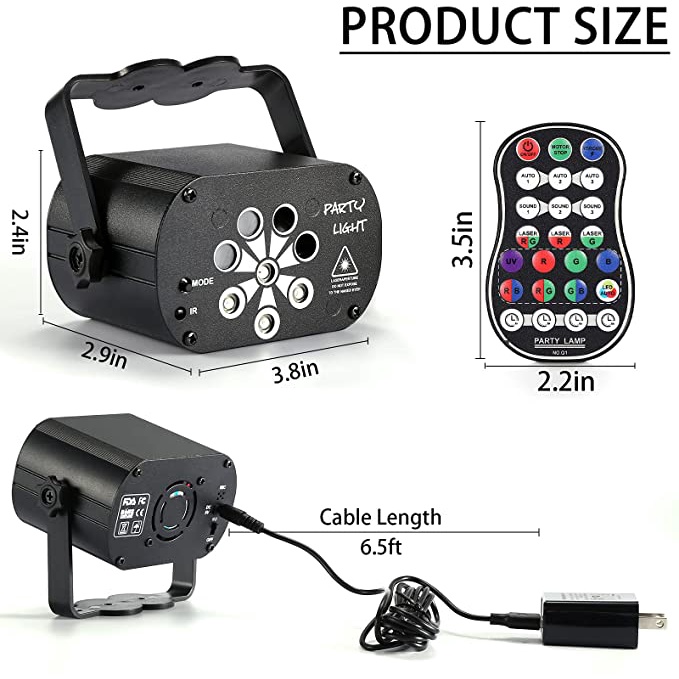 Đèn Disco 4 Họa Tiết + 3 Đèn UV + 1 Đèn LED Nhiều Màu Sắc Kèm Điều Khiển Từ Xa Cho Tiệc Tùng / Halloween