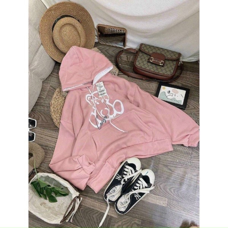 Áo hoodie nỉ ngoại form rộng,tay phồng in gấu ANDIMAN