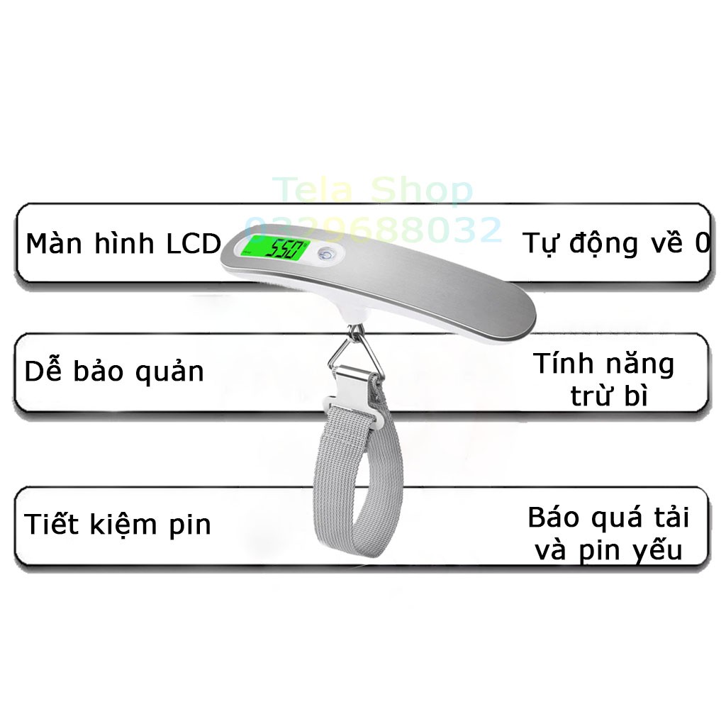Cân Điện Tử Cầm Tay Mini 50kg Chính Xác Cao Phù Hợp Cân Valy Tặng Kèm Pin Tela Shop