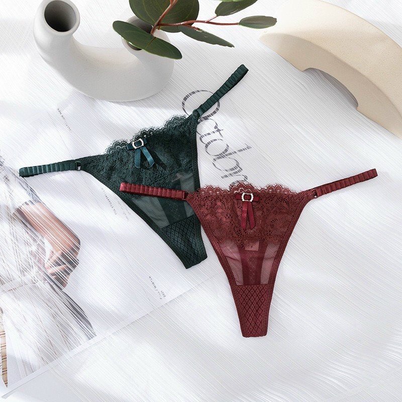Quần Lót Nữ - Quần Lót Ren Lọt Khe chun hông phối nơ điệu đà quyến rũ DAN STORE MÃ Ren8033
