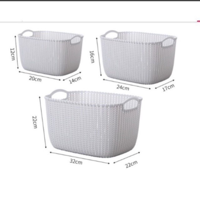 [HANG HOT] Giỏ nhựa giả đan mây đựng đồ có quai cầm/ giỏ nhựa mây Hàn Quốc