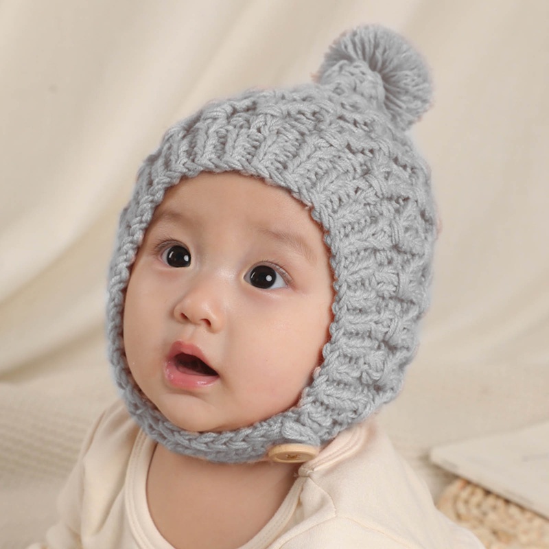 Mũ Len Beanie Mềm Mại Dày Dặn Giữ Ấm Tai Dễ Thương Cho Bé Sơ Sinh