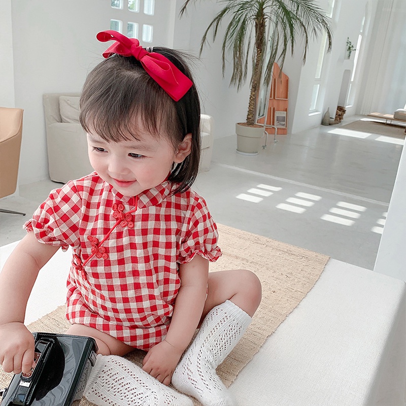 Jumpsuit sườn xám Trung Quốc dành cho bé gái sơ sinh AKKU