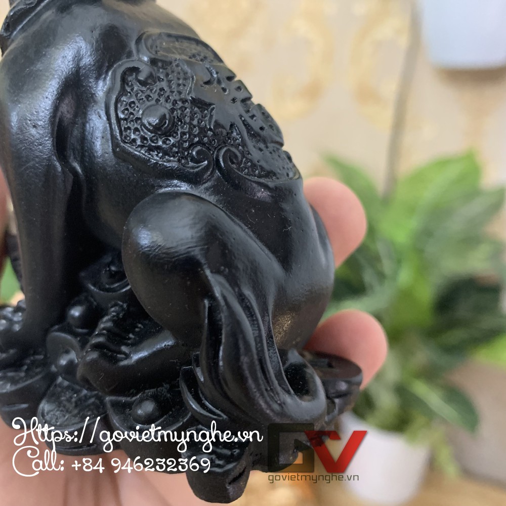Tượng đá con chó trang trí tượng chó giữ tài lộc may mắn - Cao 10cm Dài 8cm - Màu đen
