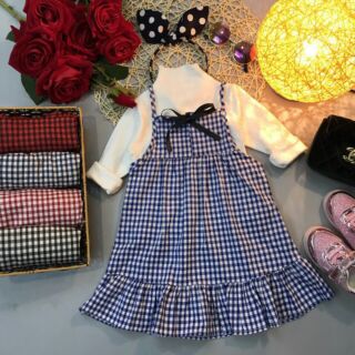 Set váy kẻ kèm áo