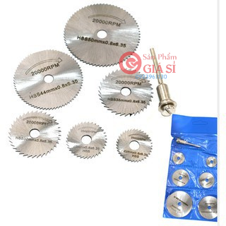 Bộ đĩa cắt răng - lưỡi cưa gỗ nhựa meca mini (6 đĩa cắt 1 cán trục 3mm hoặc 6mm) ❤️freeship❤️