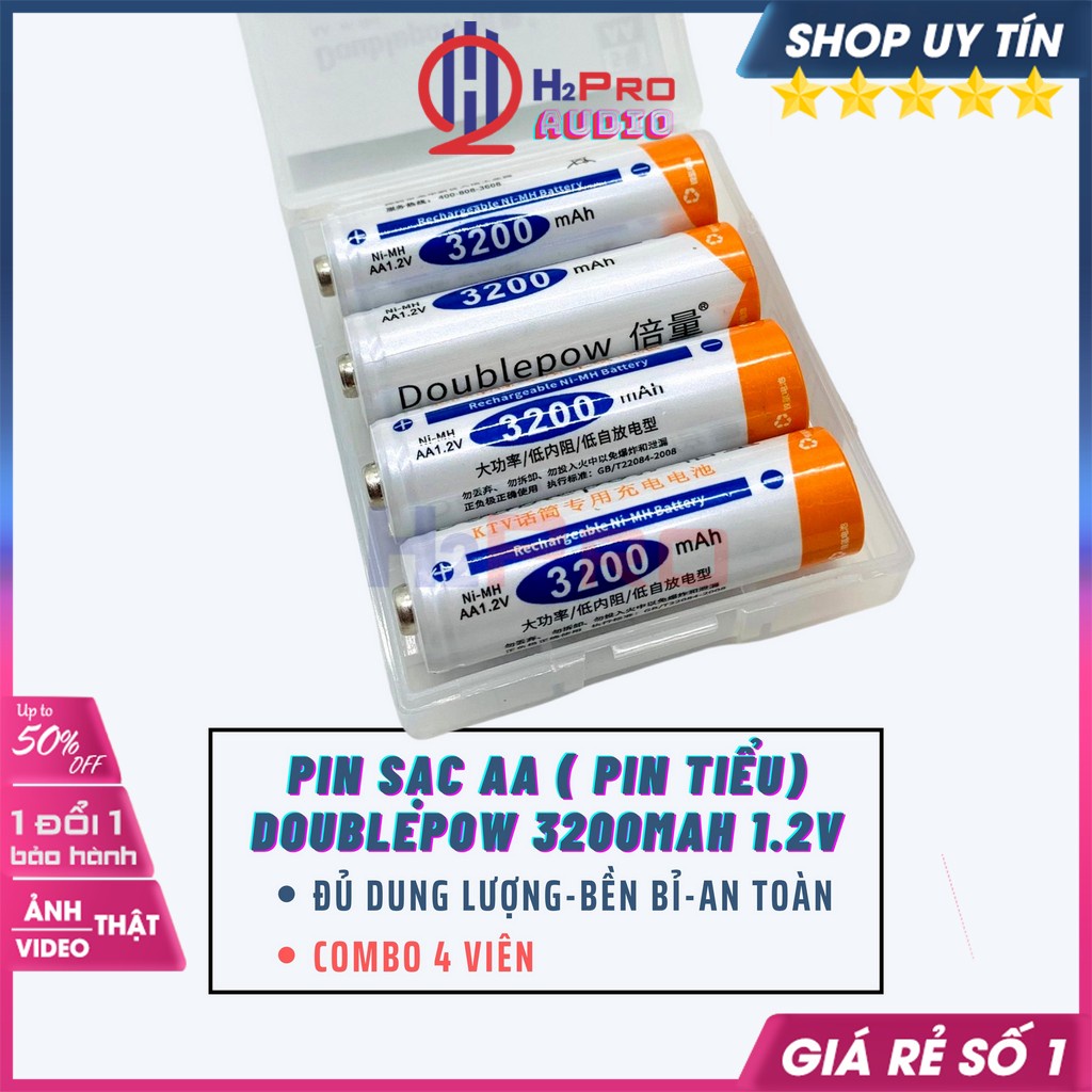 Pin Sạc Doublepow Aa 3200Mah 1.2V, Sạc Pin Chính Hãng Doublepow Cho Mic Không Dây, Máy Ảnh, Điều Khiển-H2Pro Audio