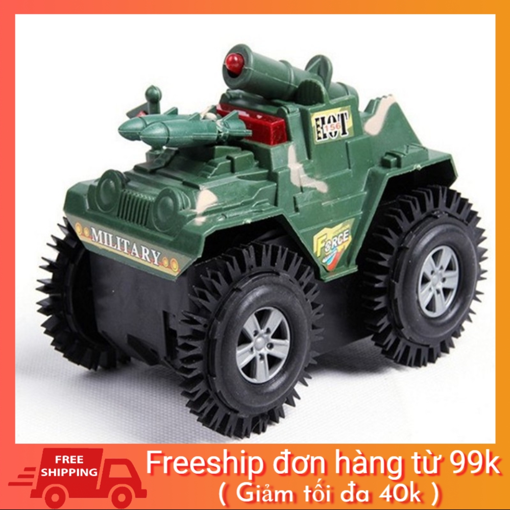 Đồ chơi xe tăng nhào lộn có đèn xài pin cho bé