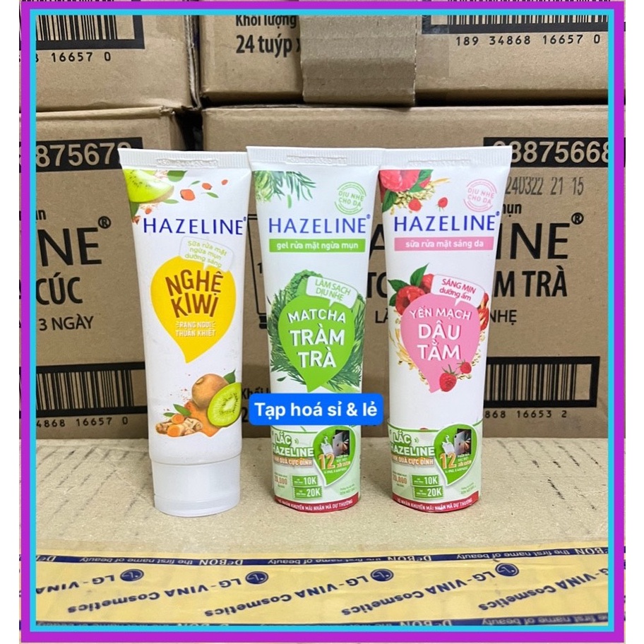 Sữa rửa mặt Hazeline Matcha lựu đỏ, Nghệ Kiwi 50g