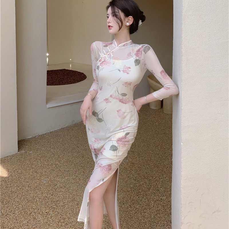 Đầm Maxi Phối Lưới In Hoa Thời Trang Mùa Hè Dễ Phối Đồ Cho Nữ