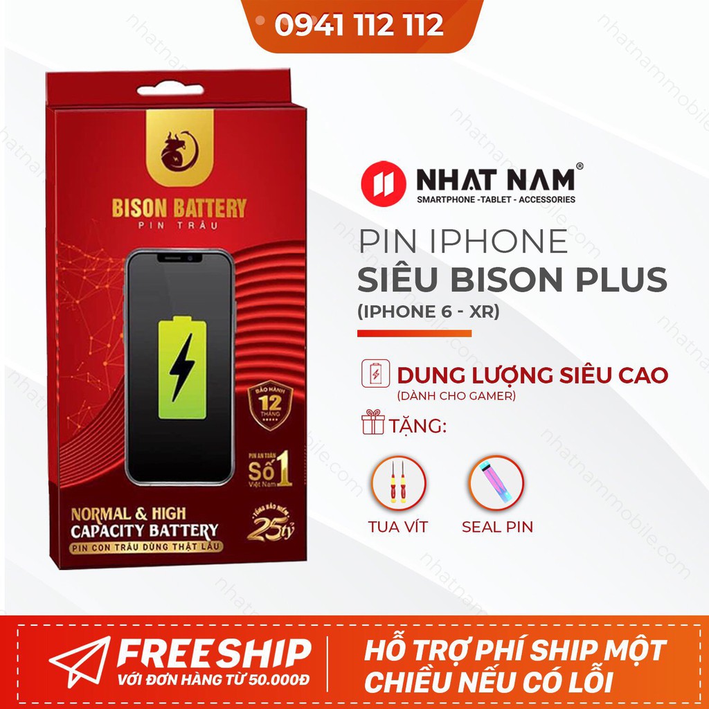  Pin iPhone Bison Siêu Trâu Cho IPhone Xs/X/8/8P/6/6S/6P/6sP/7/7Plus