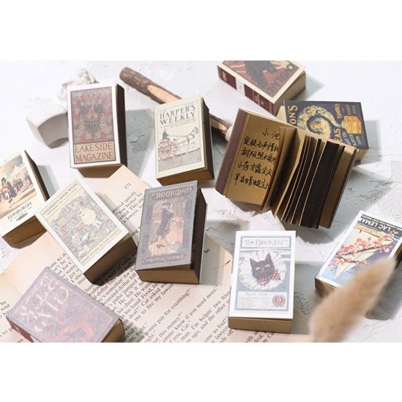 Set 122 tập giấy ghi chú mini họa tiết hộp retro độc đáo