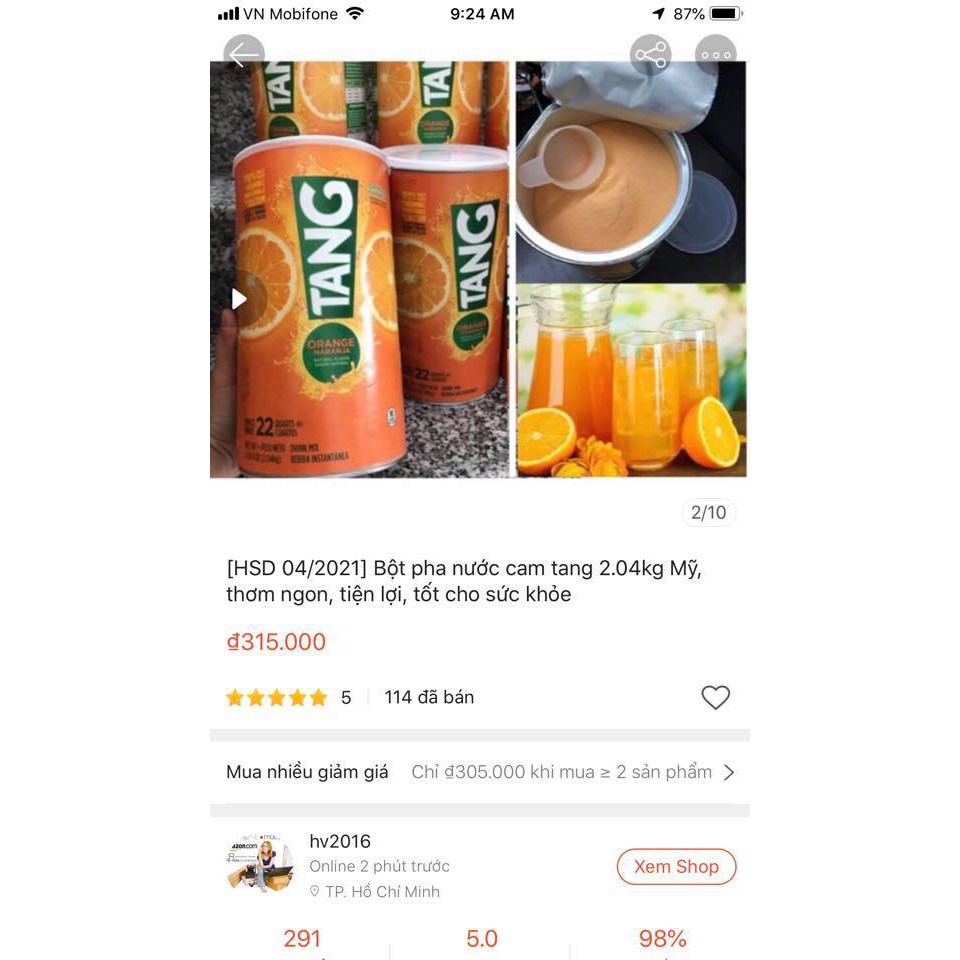 ❤️ Bột pha nước cam Tang 2.04kg Mỹ, thơm ngon, giàu vitamin C, tăng sức đề kháng