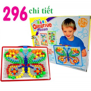 [ Hàng Chính Hãng] Bộ xếp hình sáng tạo bằng nhựa từ 296 hạt nấm - Tặng Thẻ Học Thông minh