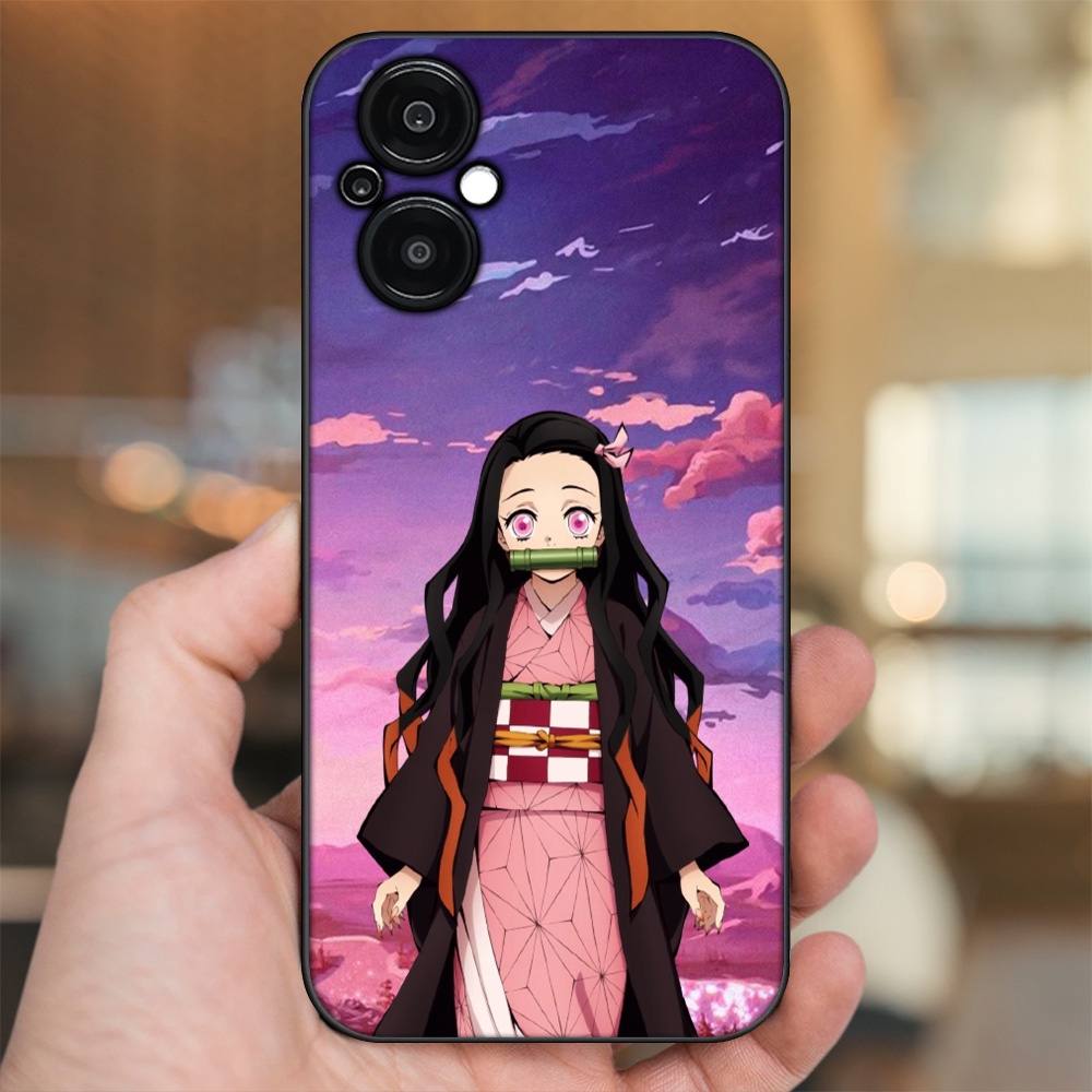 Ốp lưng Oppo Reno 8Z 5G viền đen in hình Nezuko Kimetsu no Yaiba