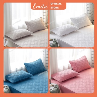 Bộ ga gối trần bông drap gối + 2 vỏ gối kích thước 2m-2m2 cotton 100% hàn quốc nhiều màu trơn basic