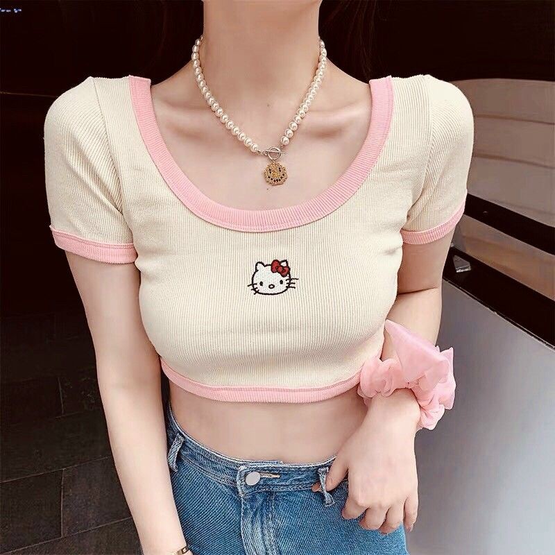 Áo kiểu croptop mèo kitty | BigBuy360 - bigbuy360.vn