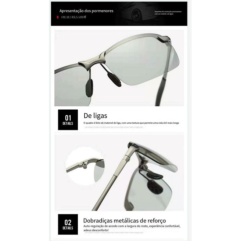 Kính Mát Phân Cực Lái Xe Câu Cá Có Thể Thay Đổi Màu Sắc Chất Lượng Cao Cho Nam