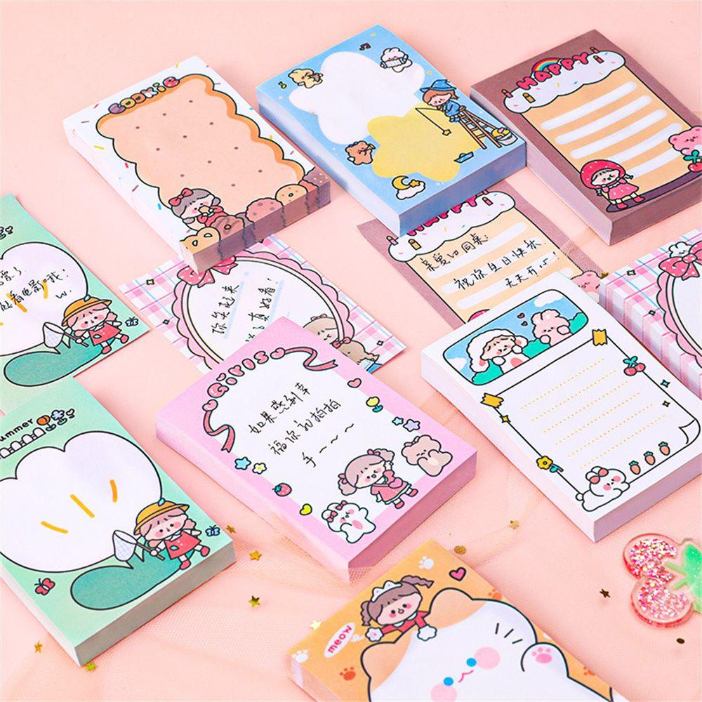 Set 80 Tấm Giấy Ghi Chú Họa Tiết Cô Gái Hoạt Hình AUGUSTINE Dễ Thương Dùng Trang Trí Sổ Tay