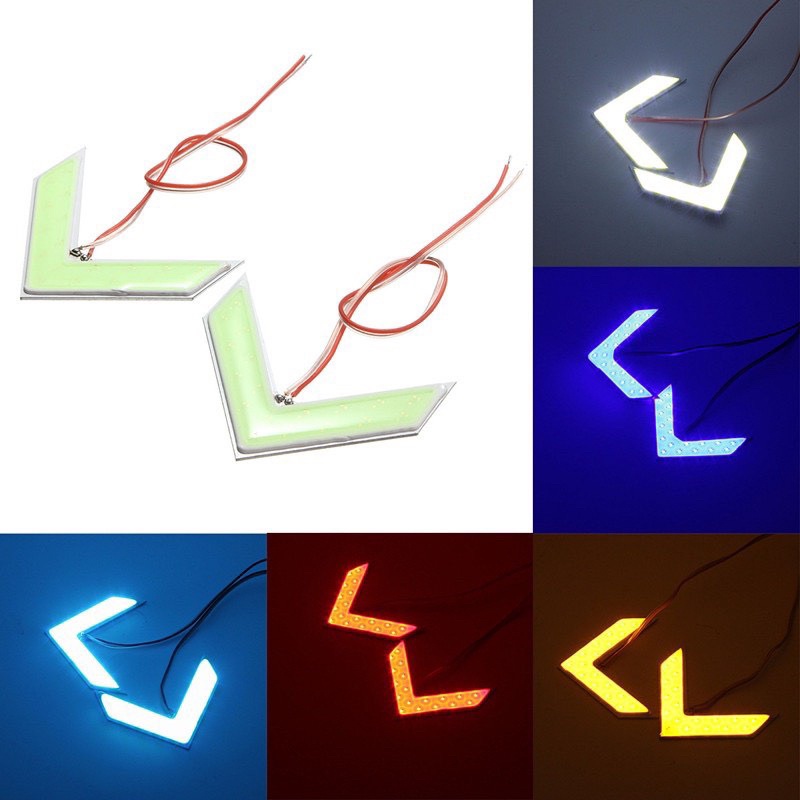 Bộ 2 đèn LED 18 bóng chip COB hình mũi tên cho gương chiếu hậu xe hơi